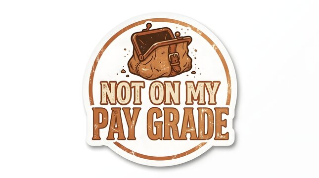 Not On My Pay Grade Phrase Graphic: A humorous graphic featuring an open, empty purse with the defiant phrase NOT ON MY PAY GRADE boldly displayed.