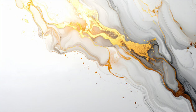 Abstract marble texture with gold veins and liquid effect