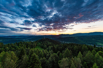 Zachód słońca, Beskid Sądecki, Muszyna © Maciej G. Szling