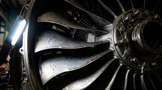 Active engine inspection utilizing a handheld work light to illuminate titanium jet turbine blades