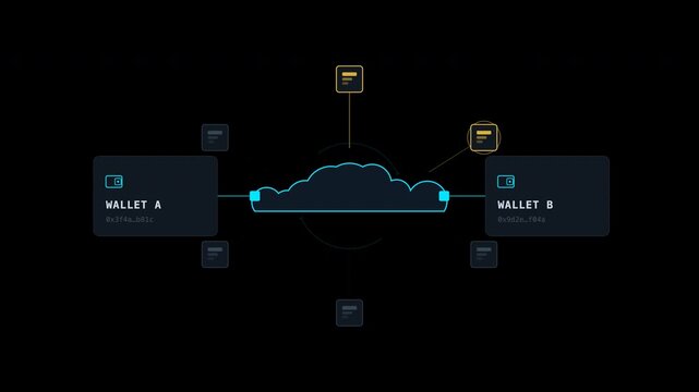 Ideal for financial technology websites, cryptocurrency blogs, and blockchainrelated businesses. Illustrates the interconnected digital world of virtual currency transactions.