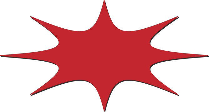 Comic book explosion graphic red starburst shape with black outline