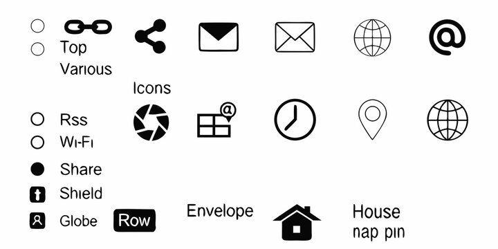 Collection Of Common User Interface Icons On White Background
