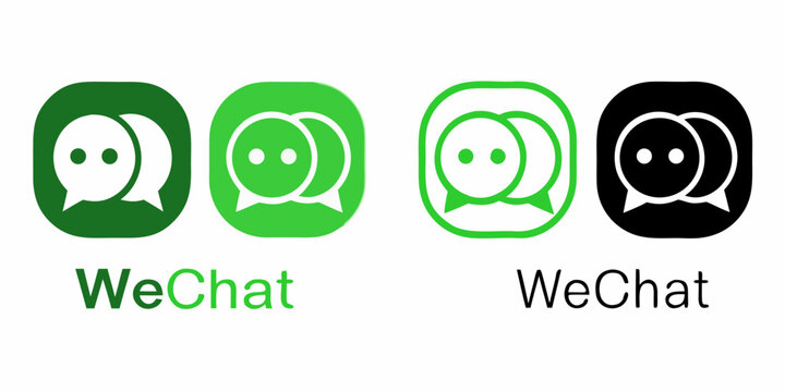 Wechat Logo Variants With Text Flat Icon Display