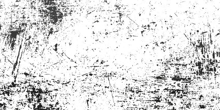 An abstract vintage wallpaper with a dirty black paint texture, featuring an old paper pattern with ink splash details and a grunge border frame on a textured surface
