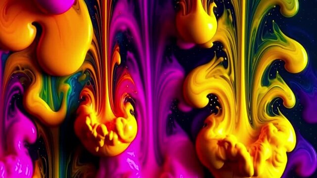 Intricate and vibrant oil paint patterns on a dark background