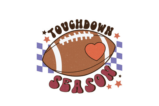 Retro Touchdown Season football graphic for groovy sports Sublimation Design
