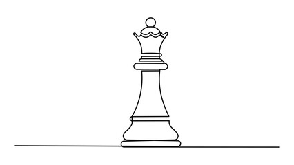 Fototapeta premium Continuous line drawing of a chess queen isolated