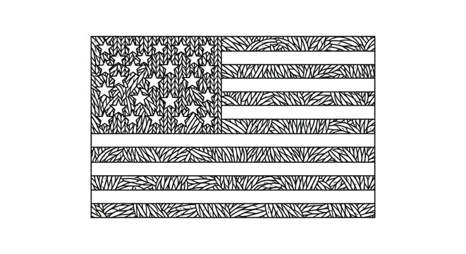 American Flag with Detailed Patterns.