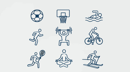 Fototapeta premium Comprehensive Variety of Sports and Fitness Line Icons