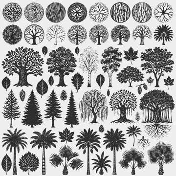 Cad 2d tree symbols for landscape architecture projects including plan view icons and architectural plants for site planning and master plans.