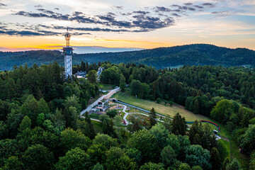 Góra parkowa wieża widokowa, wiosna, Małopolska, Sądeckie, EU © Maciej G. Szling