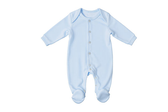 Light blue baby onesie on transparent background studio photography