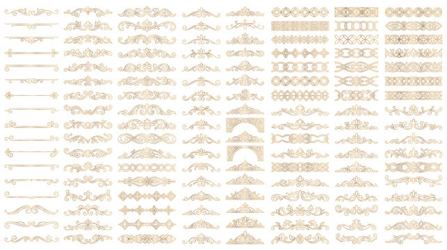 Massive collection of gold decorative floral dividers.
