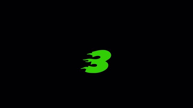 Retro 3 2 1 Go Countdown Animation in Yellow Neon Text on Black white  Background