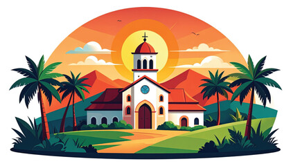 Obraz premium Colorful illustration of a church.