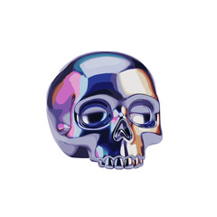 Fototapeta premium Holographic Iridescent Chrome Skull with Glossy Metallic Surface