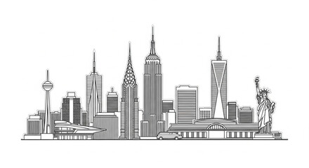 Fototapeta premium New York City Skyline Illustration.