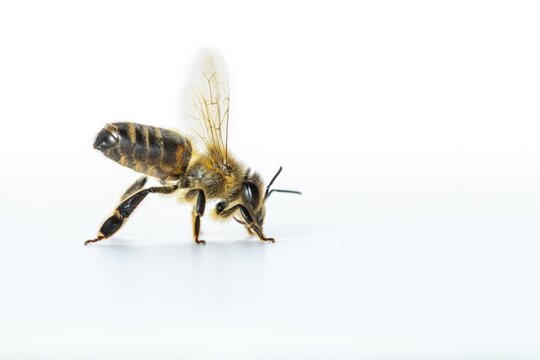 Honey bee (Apis mellifera), insect, cropped background, Vechta, Lower Saxony, Germany