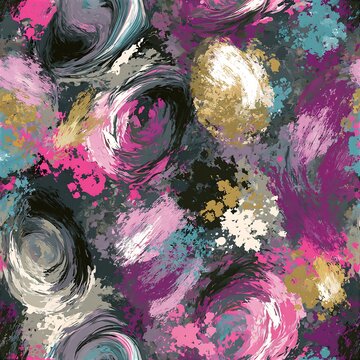 Crayon Mexican cascarones seamless pattern with vibrant paint splatter