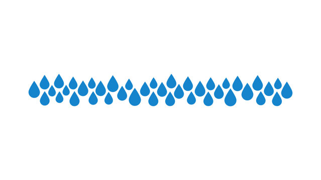 Abstract Blue Water Droplets Vector Brush Rain Pattern Border for Weather and Eco Graphic Design