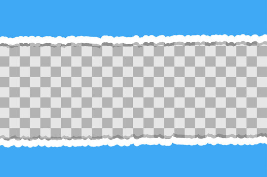 Torn paper with checkered pattern on blue background edge gray and white transparent tear checkerboard