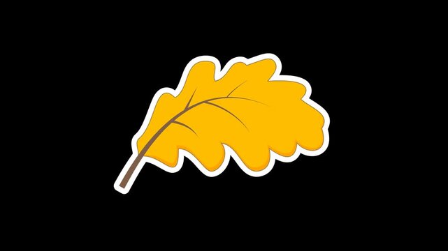 Seamless looping animation of a swinging dry oak leaf for autumn and fall seasonal concepts. Flat style sticker design element isolated on transparent alpha channel background