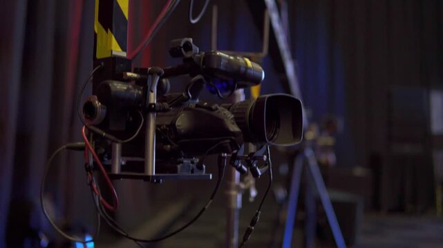 Professional broadcast camera crane filming live event