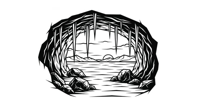 Black and white illustration sea turtle.