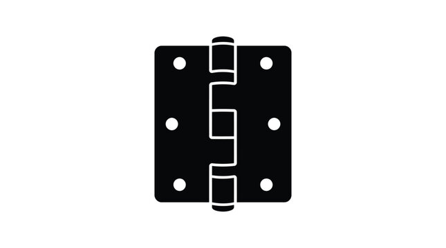 Black door hinge silhouette with visible screw holes a flat graphic silhouette