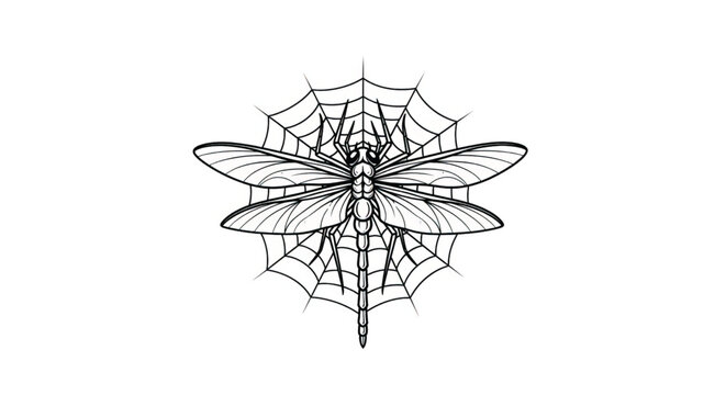 Dragonfly caught in a spider web.