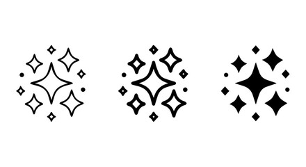 Fototapeta premium Star icon set, solid and outline, white background