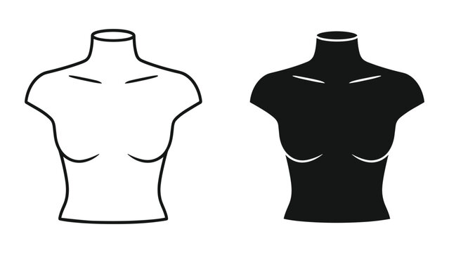 Two black and white female mannequin torsos with short sleeves and no head