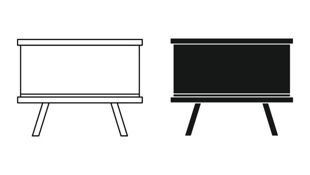Vector illustration of two modern tv stand designs in black and white on a white background