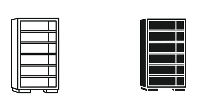 Vector illustration of two shelving units with different fill styles on white background