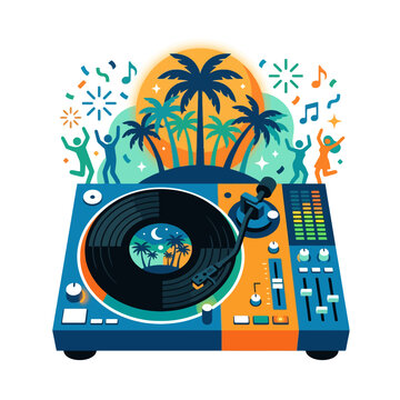 Illustration vectorielle d'une carte au tr&eacute;sor avec un rep&egrave;re de localisation sur une &icirc;le tropicale.