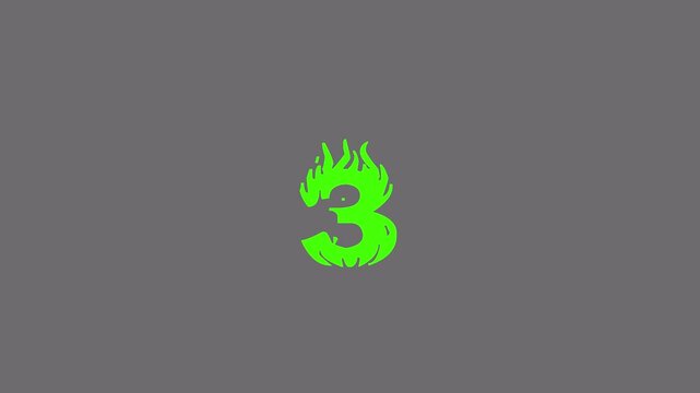 Retro 3 2 1 Go Countdown Animation in Yellow Neon Text on Black white  Background