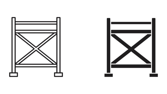 Vector illustration of two black and white horse jump hurdles side by side on white background