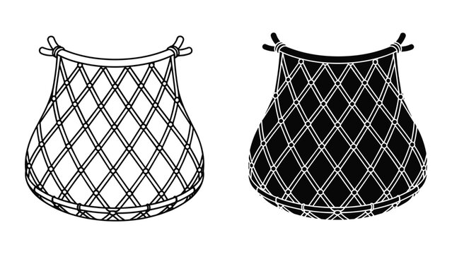 Vector illustration of two fishing nets with diamond pattern on white background