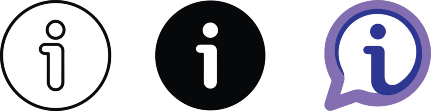 Modern information icon set in three different styles