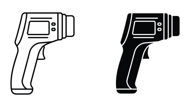 Black and white infrared thermometer gun isolated on white background for temperature measurement