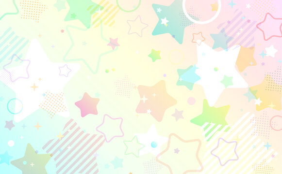 虹色ポップなスター背景_横