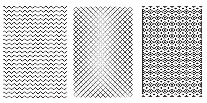 Zigzag diamond and crisscross patterns on a white background