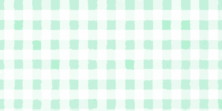 Mint green gingham pattern with rectangular blocks vector illustration