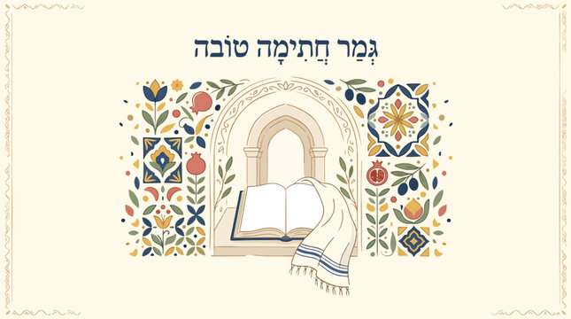 Jewish religious book with decoration.