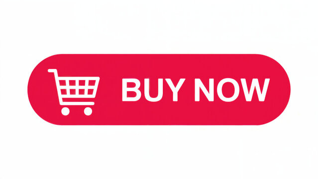 Red buy now button with shopping cart icon