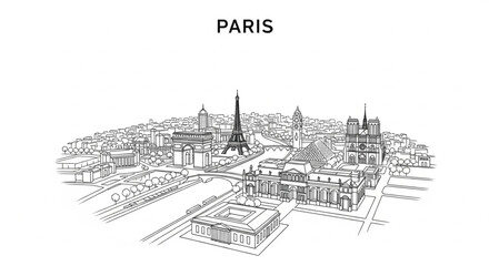 Fototapeta premium Eiffel Tower Paris Cityscape Illustration.