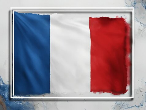 France flag hanging on rustic wall symbolizing patriotism