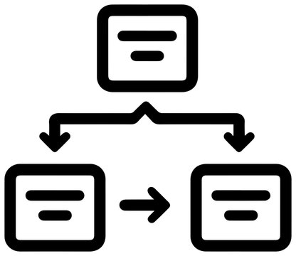 Plan and act process flowchart icon stacked boxes diagram