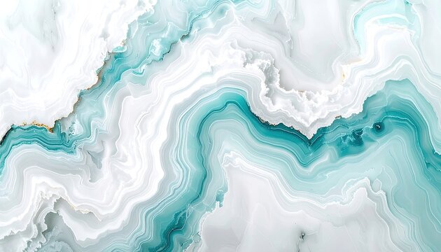 An abstract swirling pattern of blue, teal, and white with golden accents.